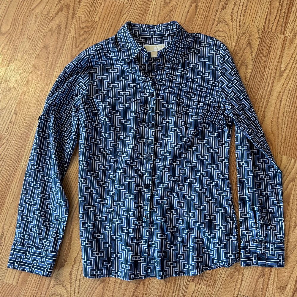 Michael Kors Geo Pattern Button Down Shirt